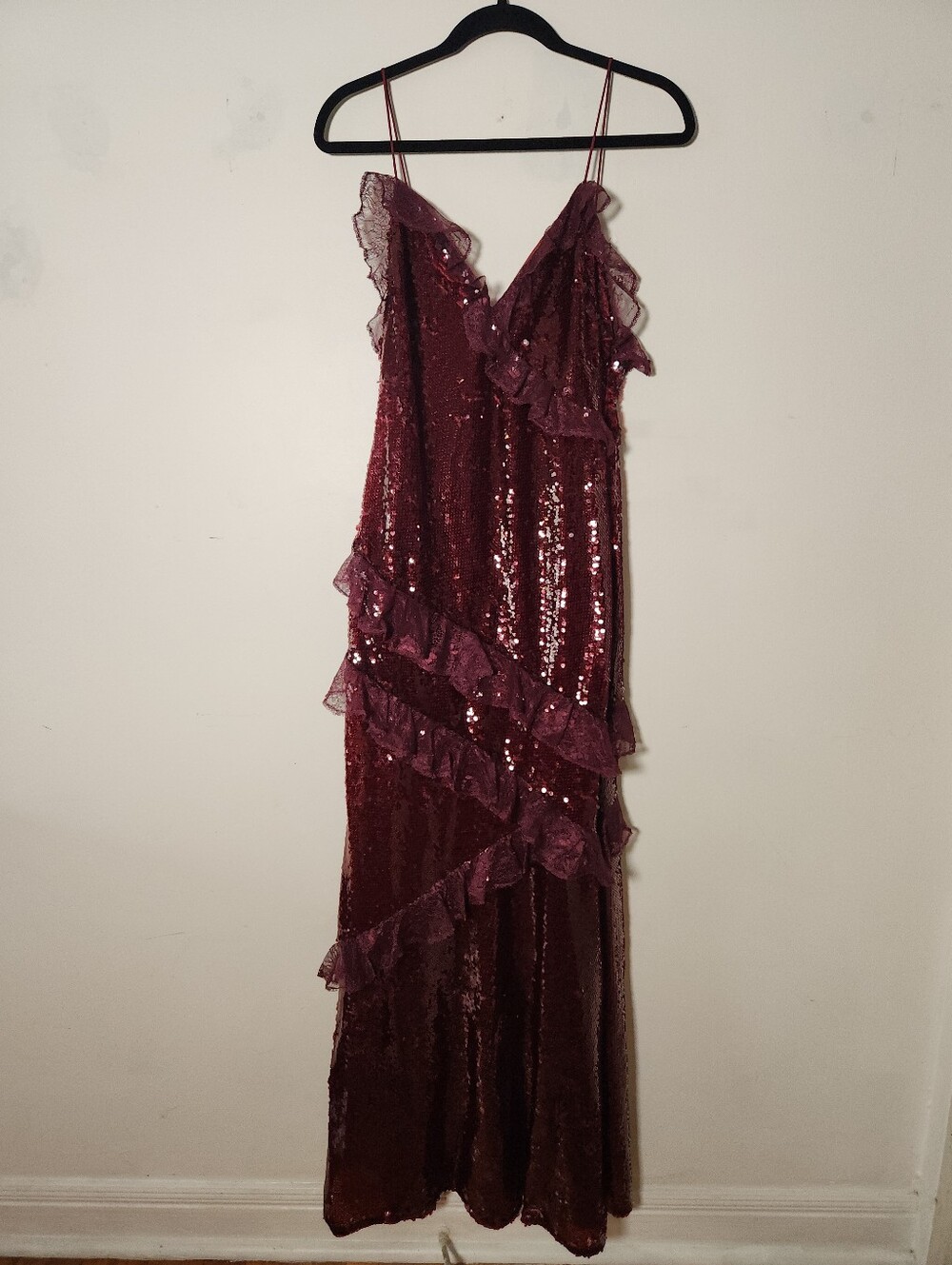 LOVESHACKFANCY Rialto Sequin Maxi Dress in Bordeaux $995 MSRP NEW NWT - Picture 2 of 7